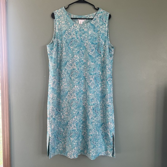 Coldwater Creek 100% Silk Sleeveless Blue Pattern Dress Size 18 - Picture 1 of 6